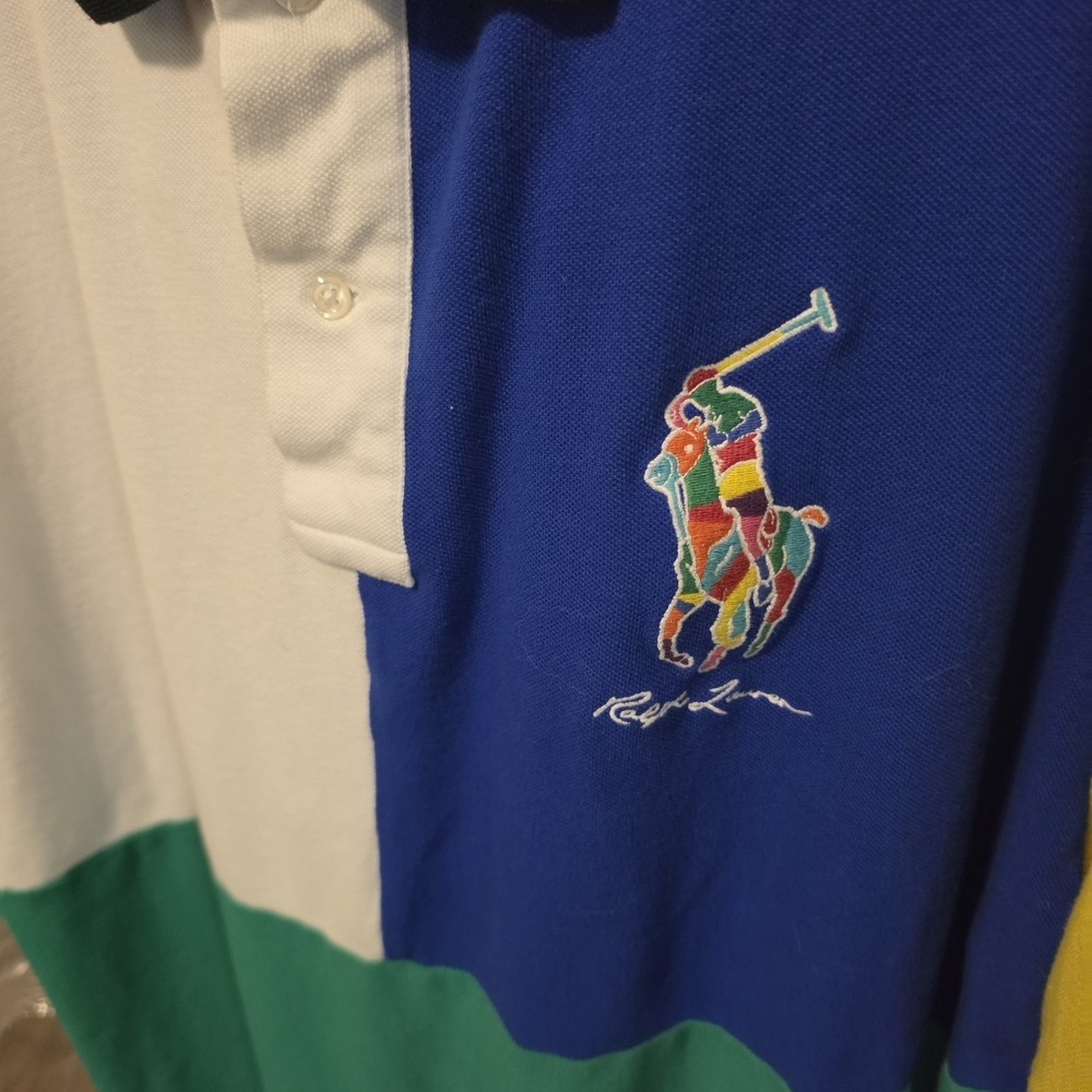 Polo Ralph Lauren Polo Rugby Shirt Mens 3XL Multi Color Colorblock Big Pony Logo - Picture 4 of 7